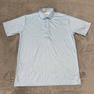 Collars & Co Dress Collar Polo Shirt Mens Medium Blue Geometric Relaxed New NWOT